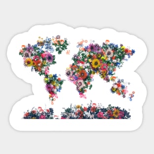 world map floral Sticker